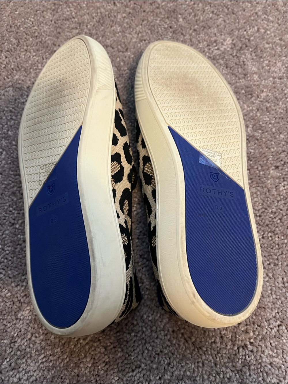 Rothy's Leopard Print Slip-On Sneakers in Black and Cream - Picture 3 of 3